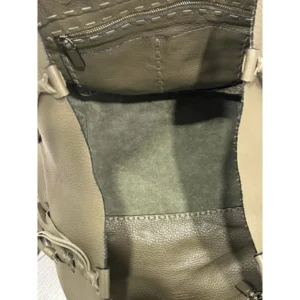 Alternative view of Valentino Crockee Leather Fringe Tote Bag, Olive.