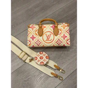 Lv On the go east west by the pool orange and pink