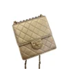 Chanel Metallic Goatskin Quilted Chic Pearls Flap Gold.