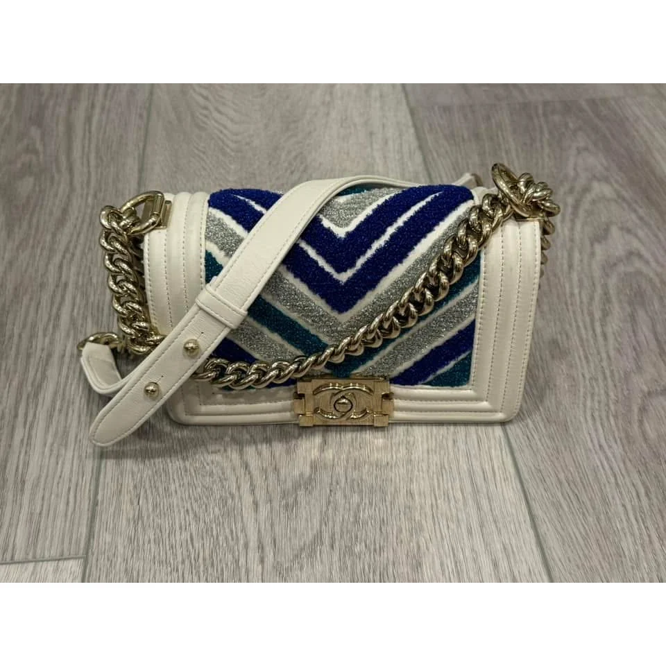 Chanel small chevron boy bag.