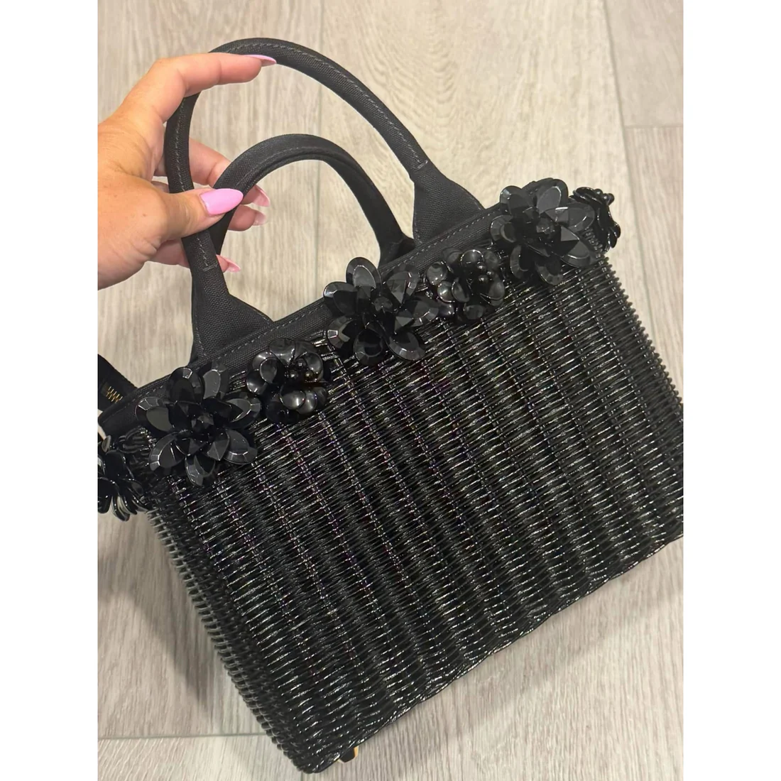 Prada Flower Basket Bag Wicker - Image 5