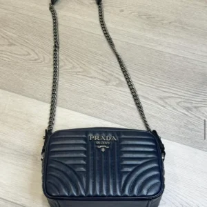 PRADA Soft Calfskin Diagramme Crossbody Bag navy blue