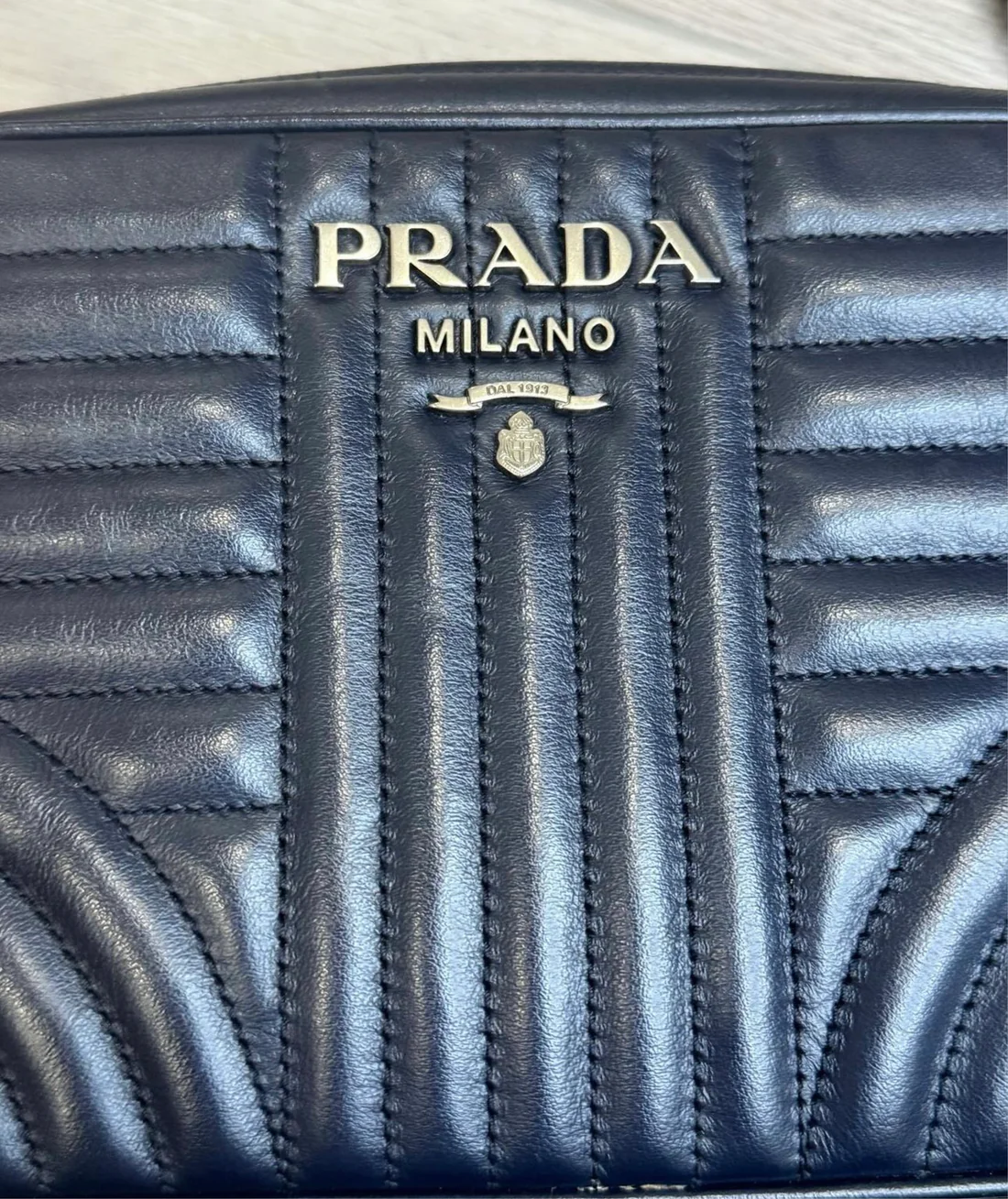 PRADA Soft Calfskin Diagramme Crossbody Bag navy blue - Image 2