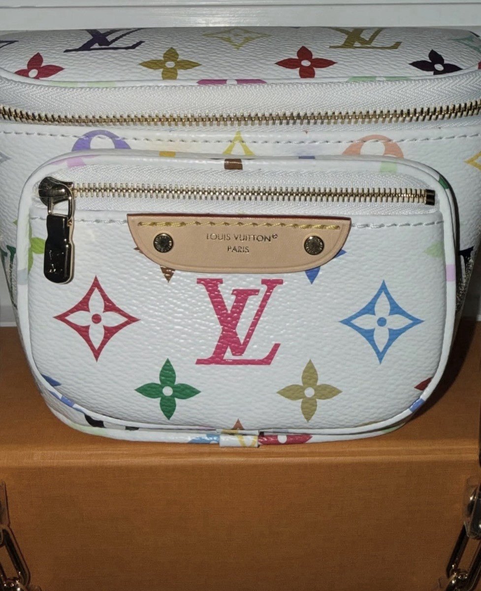 Louis Vuitton x Takashi Murakami Mini Bumbag in White Multicolor Monogram Canvas - Image 7
