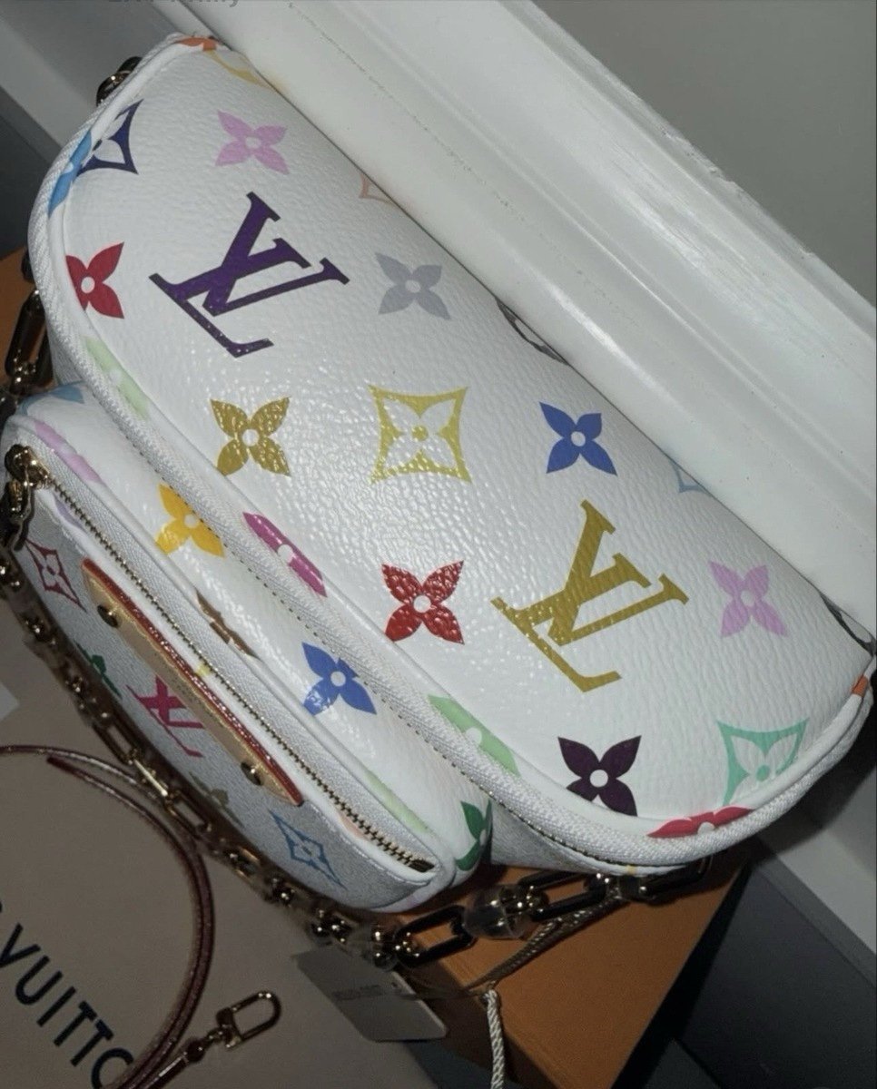 Louis Vuitton x Takashi Murakami Mini Bumbag in White Multicolor Monogram Canvas - Image 6