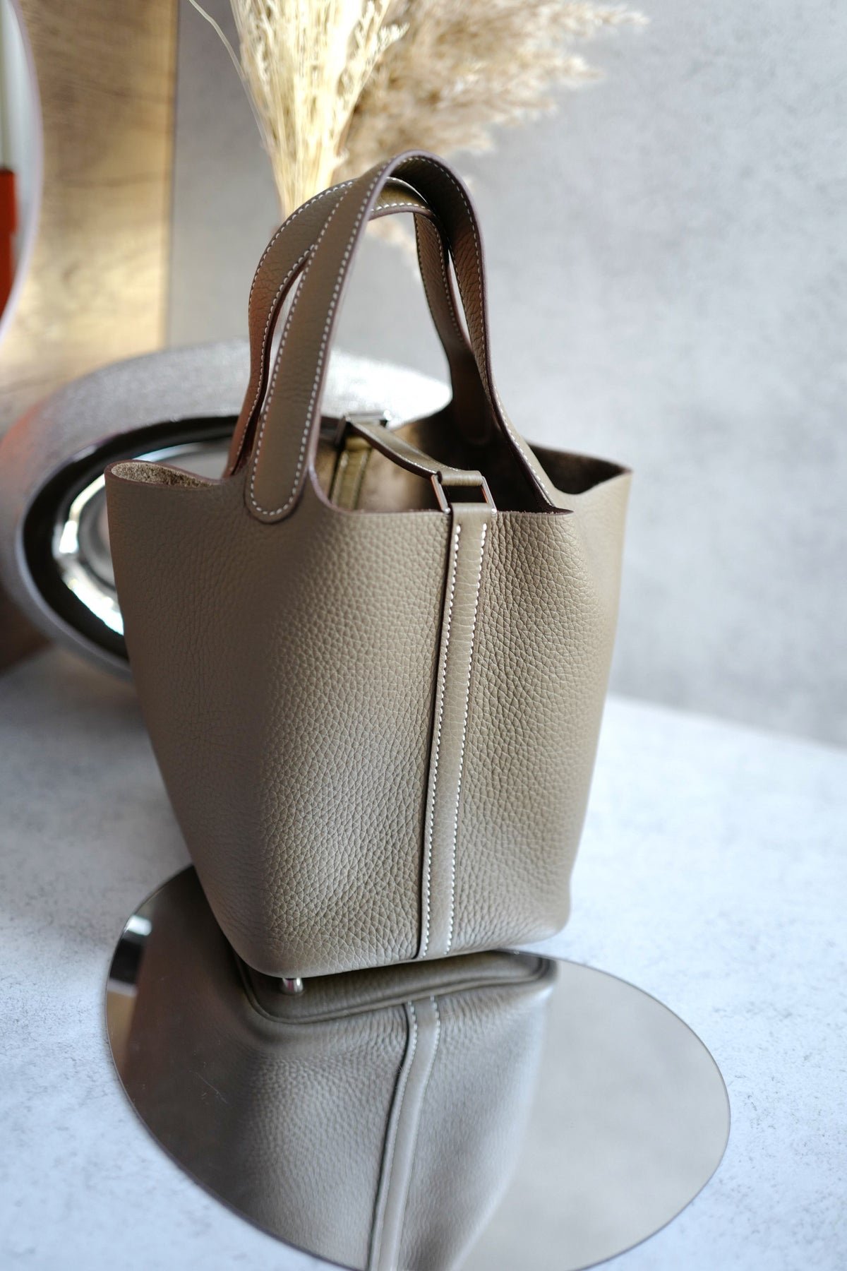 HERMES PICOTIN 18 ETOUPE WITH PALLADIUM HARDWARE W STAMP FRESH STORE - Image 10