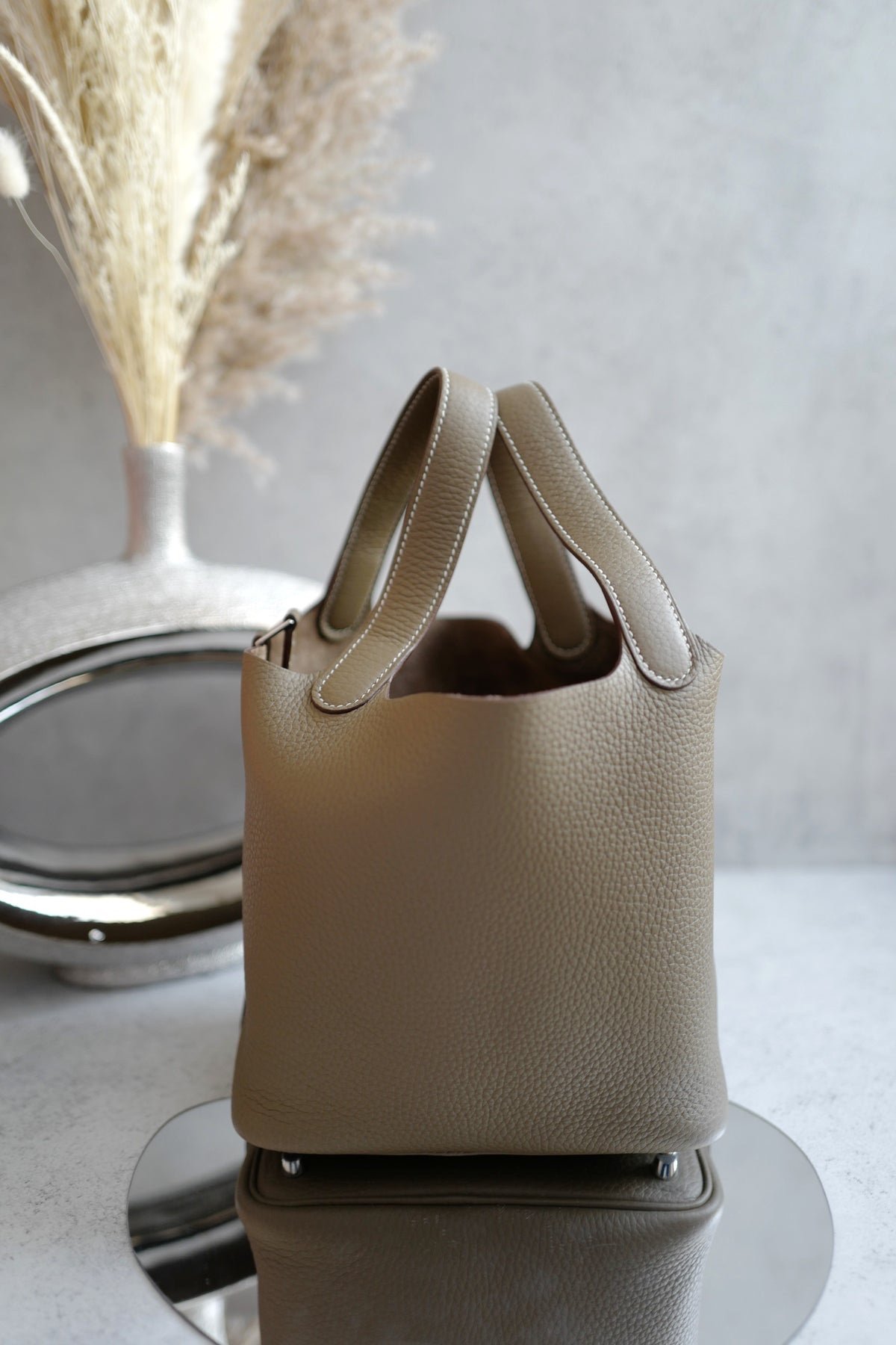 HERMES PICOTIN 18 ETOUPE WITH PALLADIUM HARDWARE W STAMP FRESH STORE - Image 5