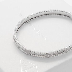 Alternative view of Van Cleef & Arpels Perlee Sweet Clovers 18k White Gold Diamond Bracelet Size 17