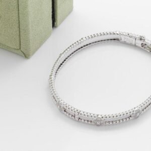 Van Cleef & Arpels Perlee Sweet Clovers 18k White Gold Diamond Bracelet Size 17