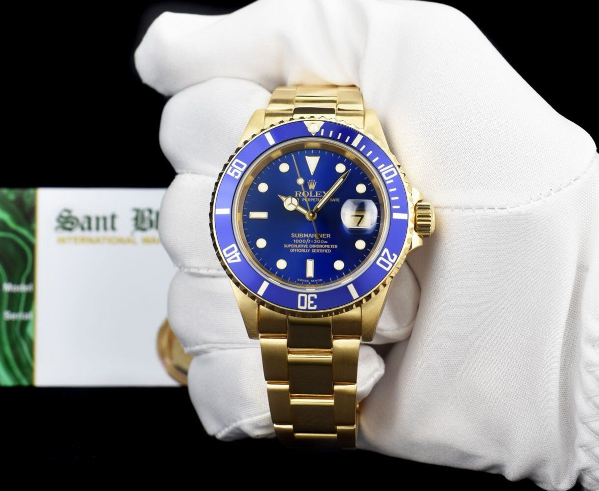 ROLEX - 40mm 18kt Gold Submariner Blue Dial 16618 - SANT BLANC - Image 8
