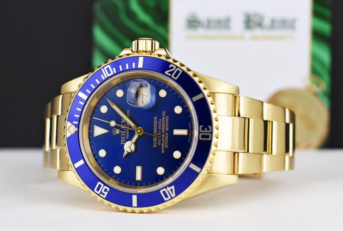 ROLEX - 40mm 18kt Gold Submariner Blue Dial 16618 - SANT BLANC - Image 6