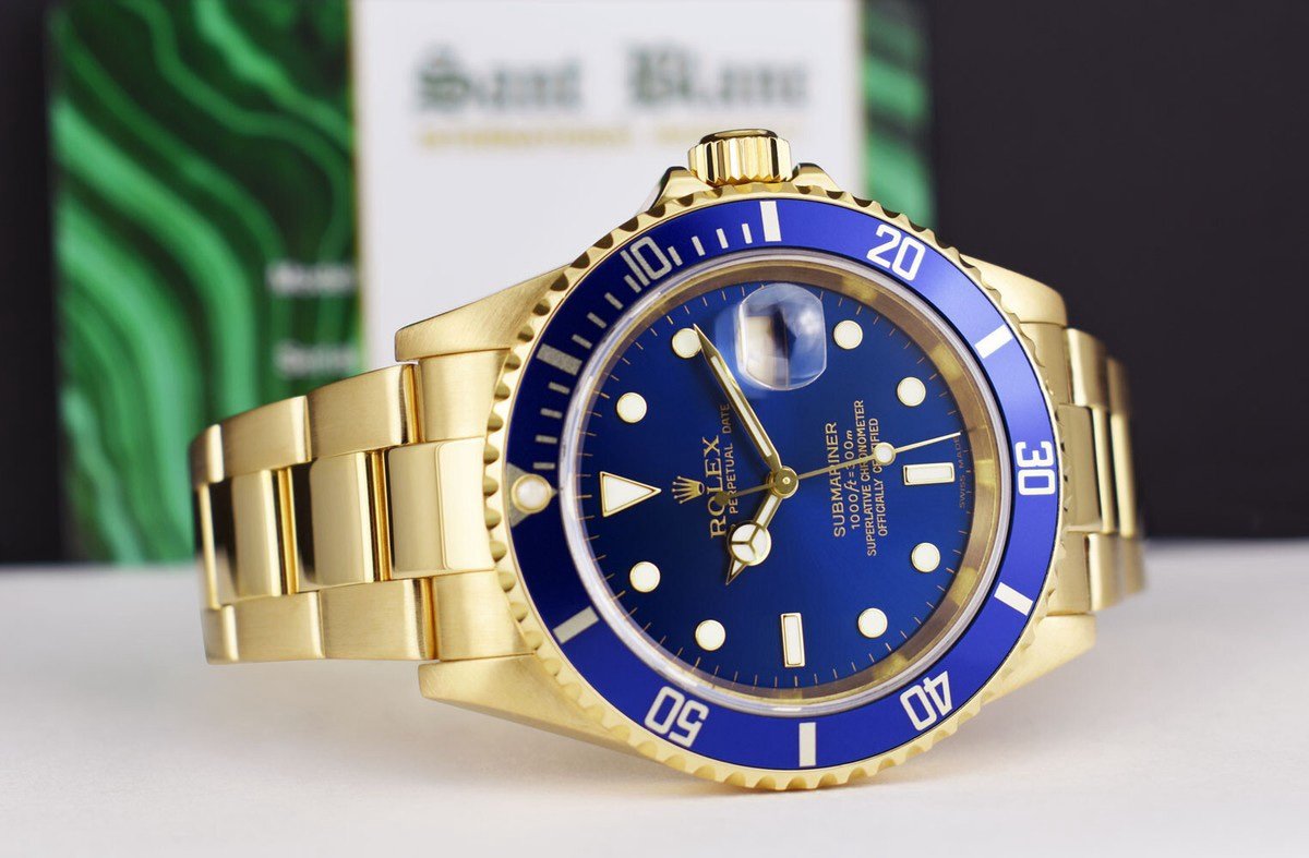 ROLEX - 40mm 18kt Gold Submariner Blue Dial 16618 - SANT BLANC - Image 5