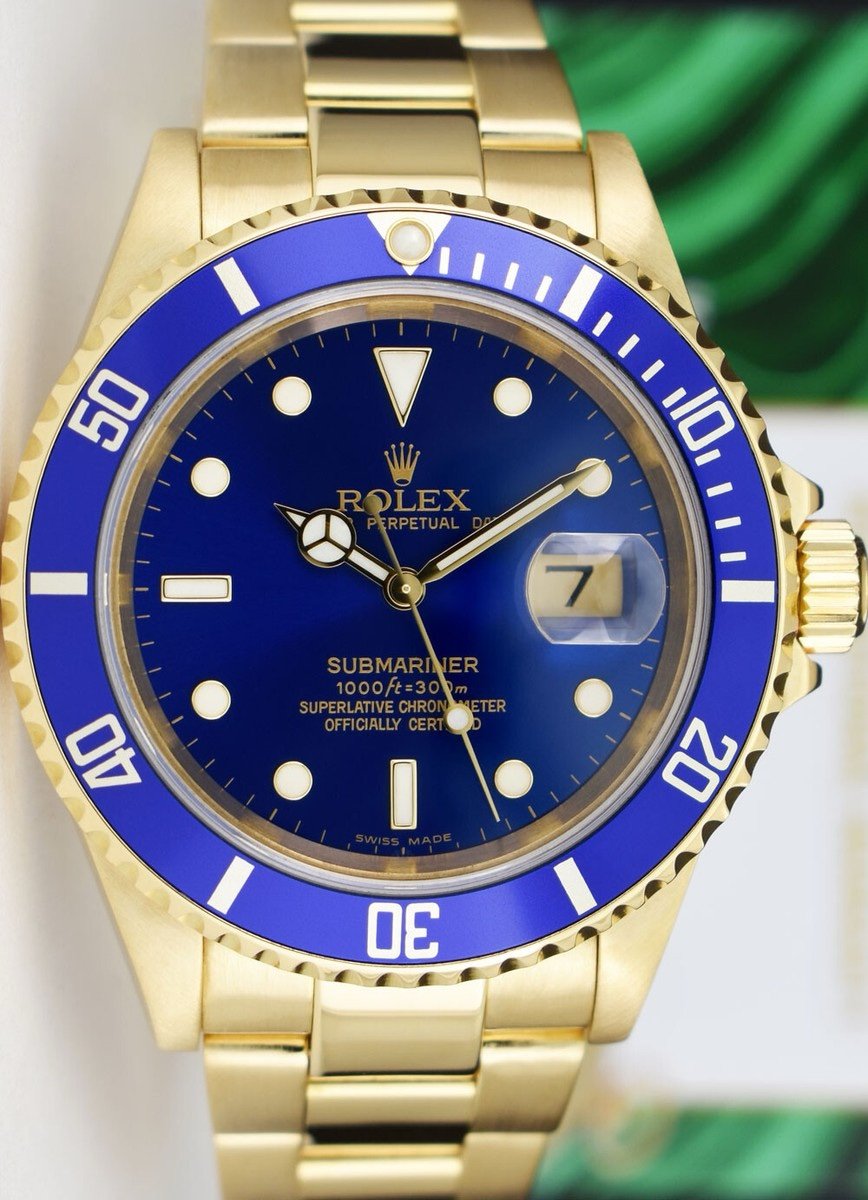ROLEX - 40mm 18kt Gold Submariner Blue Dial 16618 - SANT BLANC - Image 3