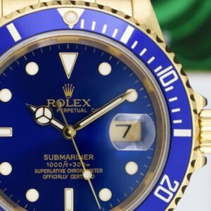 Alternative view of ROLEX - 40mm 18kt Gold Submariner Blue Dial 16618 - SANT BLANC