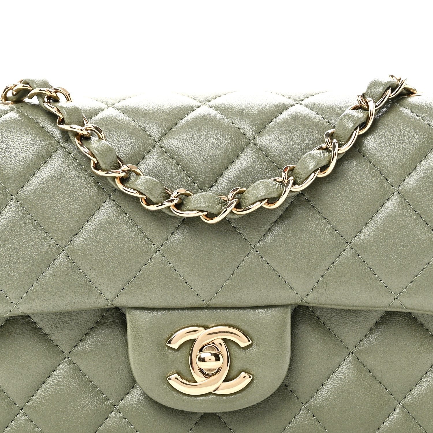 Chanel Lambskin Quilted Mini Rectangular Flap Green - Image 11
