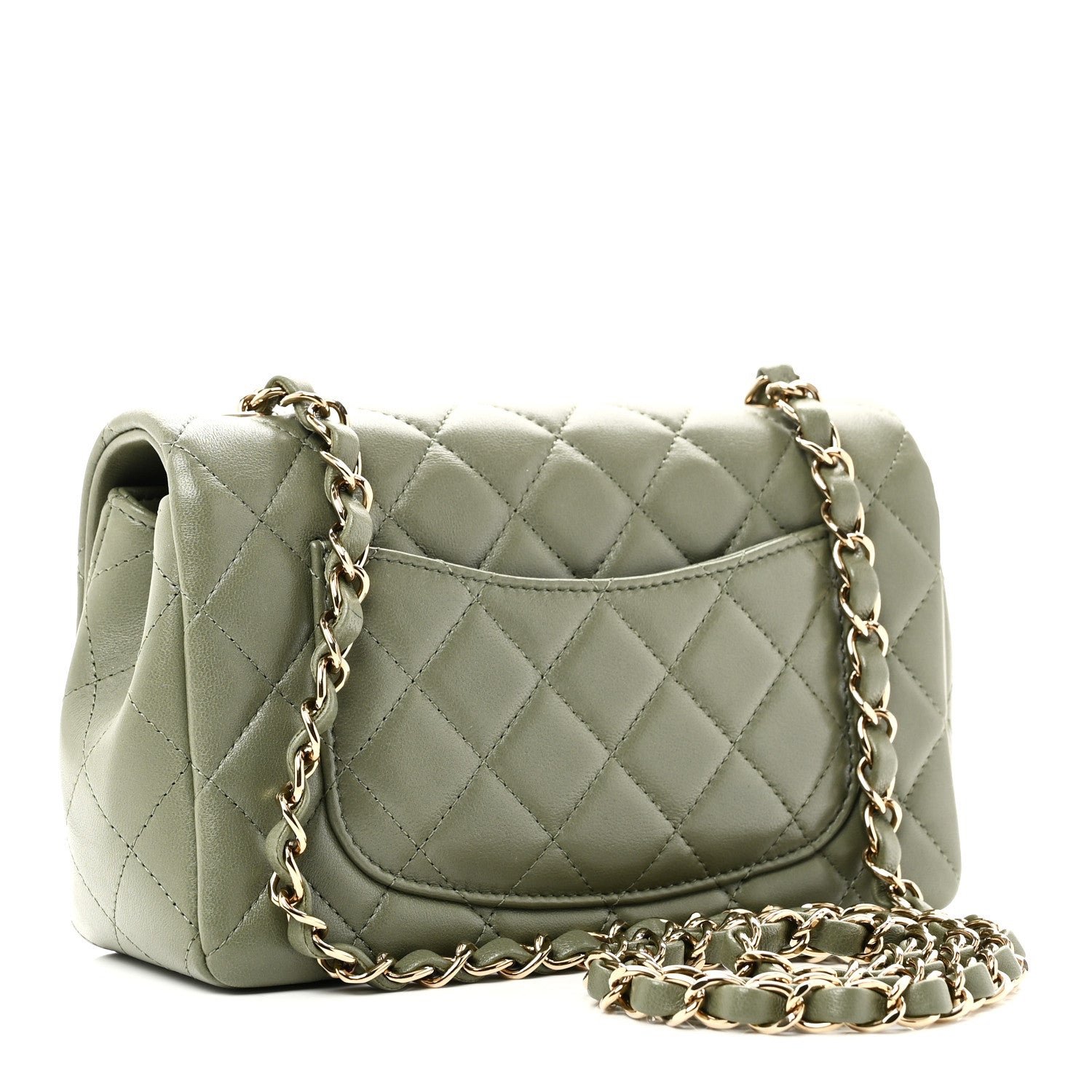 Chanel Lambskin Quilted Mini Rectangular Flap Green - Image 3