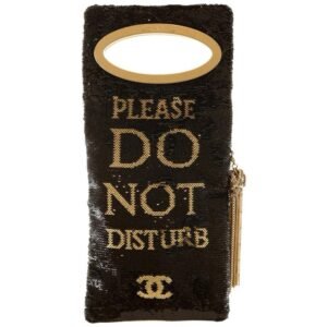 Alternative view of Chanel Black and Gold Sequin DO NOT DISTURB Evening Bag Clutch