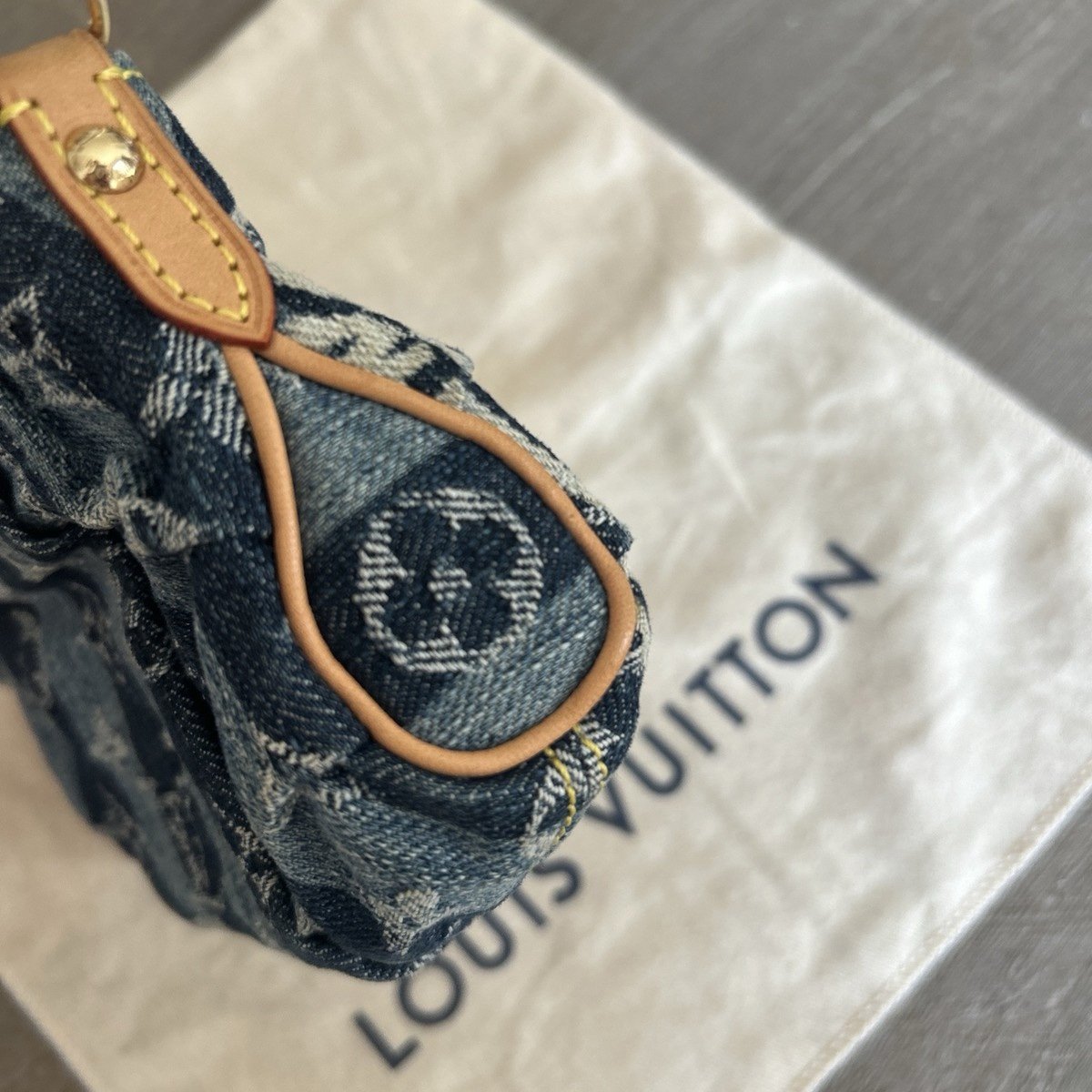 Louis Vuitton Denim Monogram Raye Trouser Pouch Blue With Dust bag - Image 2