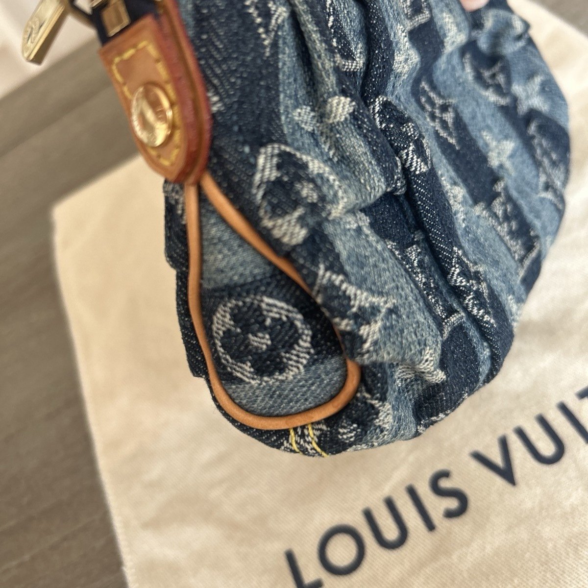 Louis Vuitton Denim Monogram Raye Trouser Pouch Blue With Dust bag - Image 9