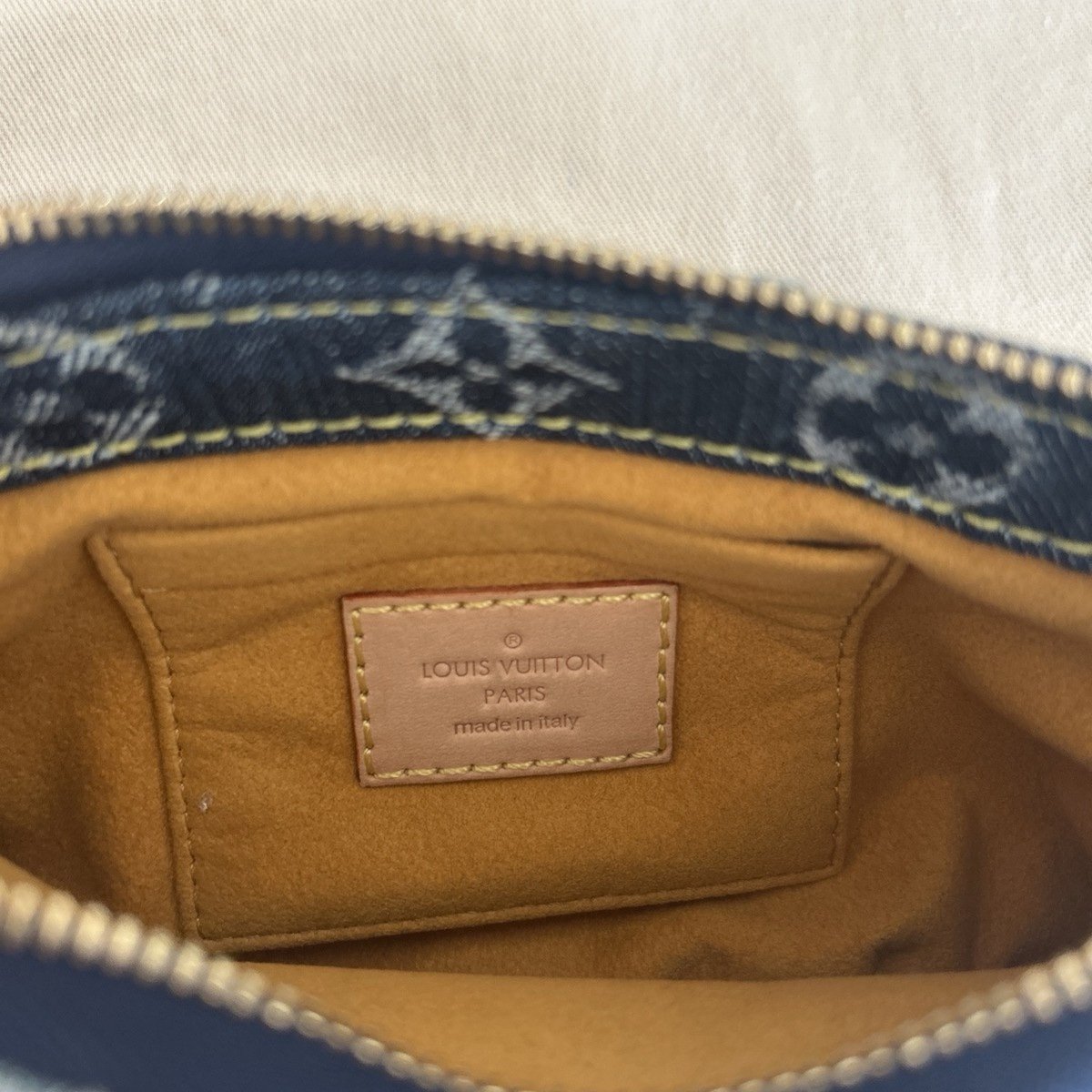 Louis Vuitton Denim Monogram Raye Trouser Pouch Blue With Dust bag - Image 7