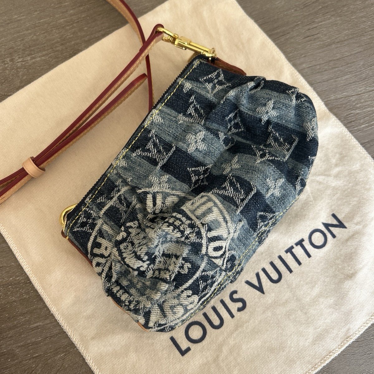 Louis Vuitton Denim Monogram Raye Trouser Pouch Blue With Dust bag - Image 6