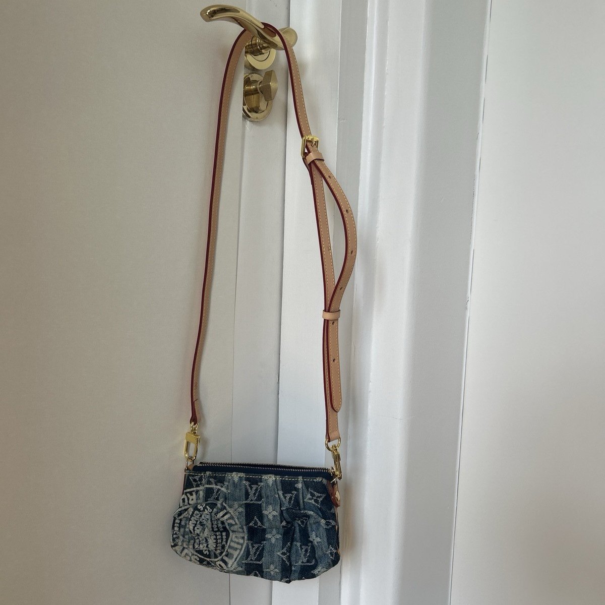 Louis Vuitton Denim Monogram Raye Trouser Pouch Blue With Dust bag - Image 4