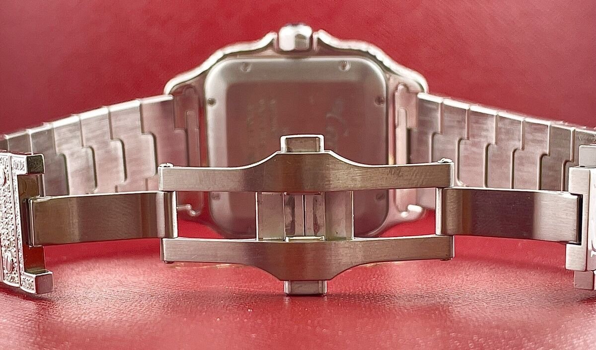 Cartier Santos Men's 40mm Large Model Steel Watch Roman Iced Out 10ct Diamonds - Image 5