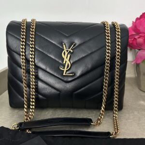 Alternative view of Saint Laurent Loulou Brass Hardware Shoulder Bag Small Black Leather