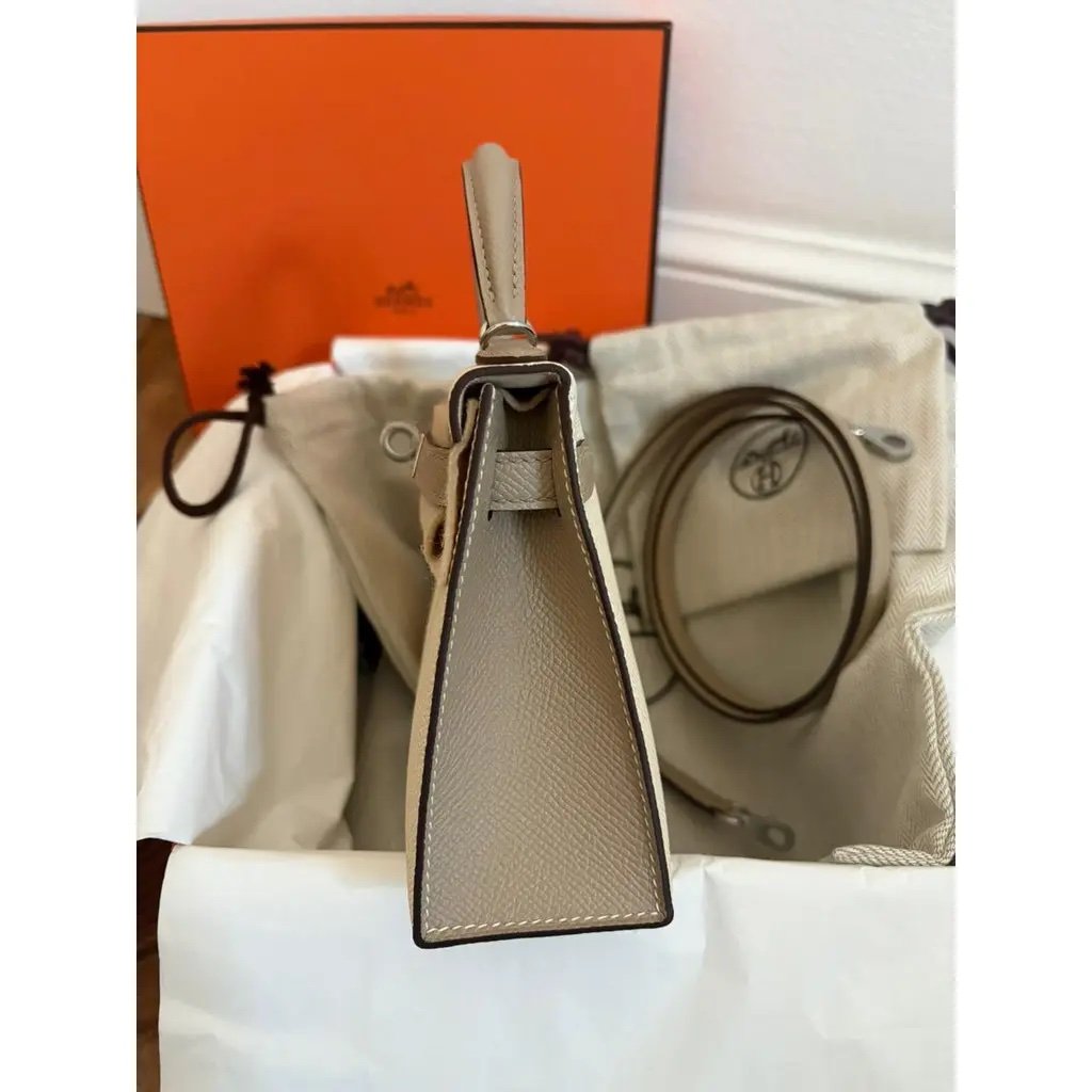 Hermes Kelly mini leather handbag - Image 7