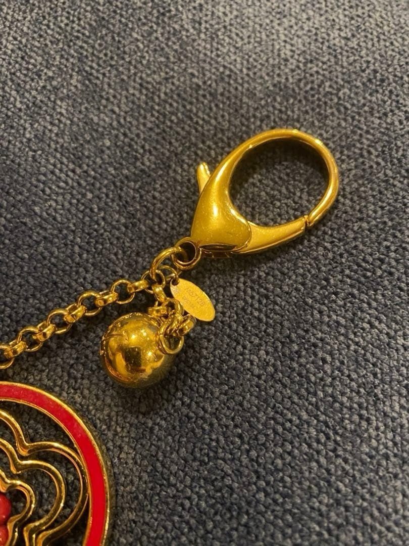 LOUIS VUITTON Walley Fleur Bag Charm M67128 Keyholder Gold USED Auth