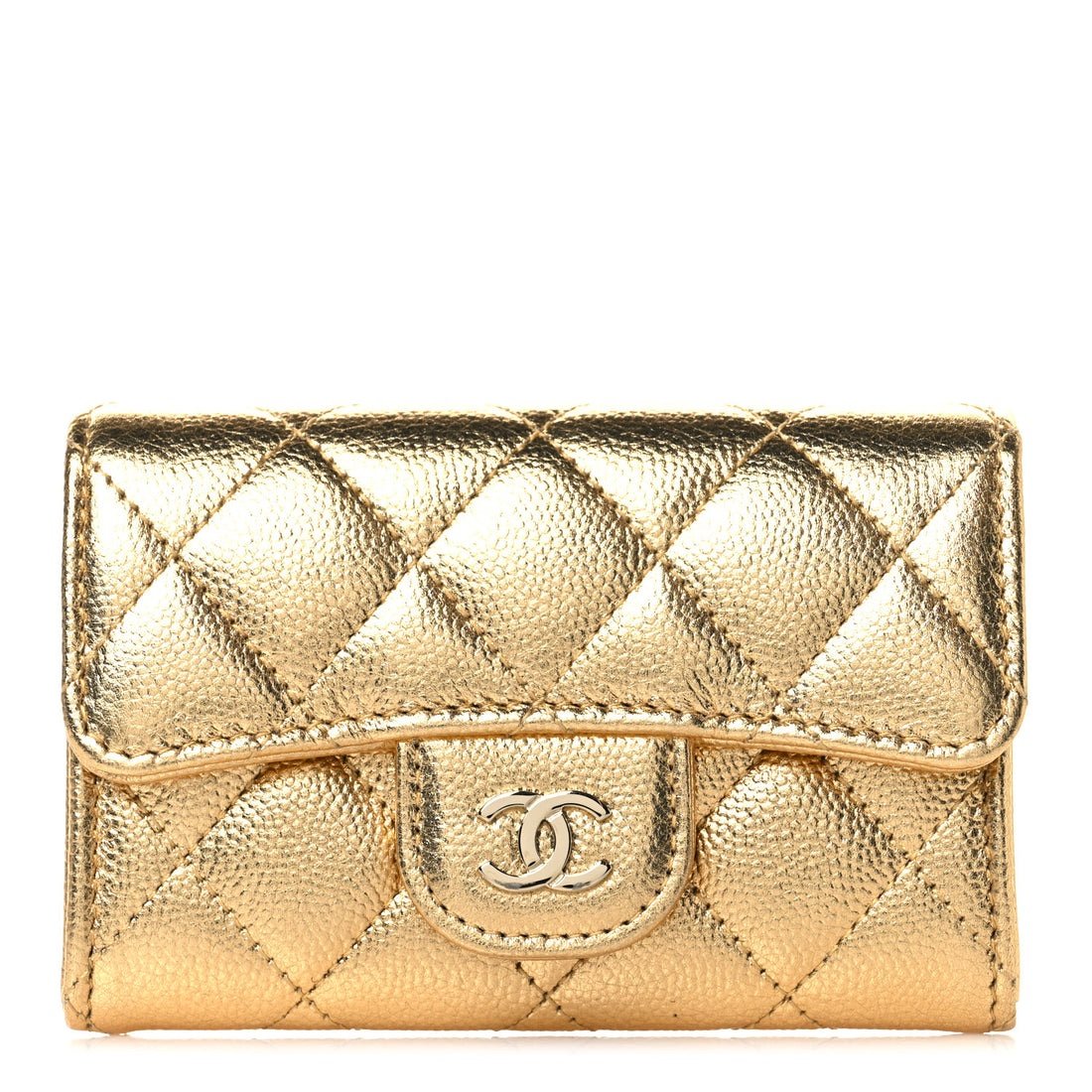 Chanel Card Holder caviar light gold - Image 7
