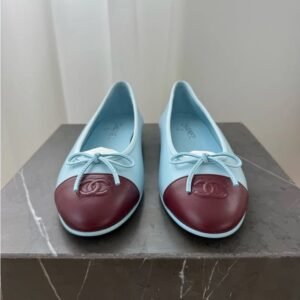 Alternative view of CHANEL 26S MATTHIEU BLAZY'S BALLET FLATS BURGUNDY BLUE LAMBSKIN SIZE 38