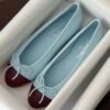 CHANEL 26S MATTHIEU BLAZY'S BALLET FLATS BURGUNDY BLUE LAMBSKIN SIZE 38