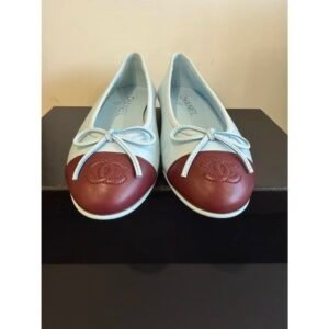 CHANEL 26S MATTHIEU BLAZY'S BALLET FLATS BURGUNDY BLUE LAMBSKIN SIZE 40.5 - Image 11