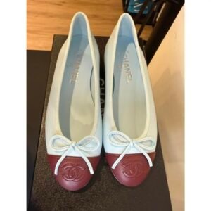 CHANEL 26S MATTHIEU BLAZY'S BALLET FLATS BURGUNDY BLUE LAMBSKIN SIZE 40.5 - Image 9