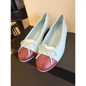CHANEL 26S MATTHIEU BLAZY'S BALLET FLATS BURGUNDY BLUE LAMBSKIN SIZE 40.5 - Image 7