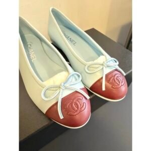 CHANEL 26S MATTHIEU BLAZY'S BALLET FLATS BURGUNDY BLUE LAMBSKIN SIZE 40.5 - Image 6