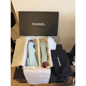 CHANEL 26S MATTHIEU BLAZY'S BALLET FLATS BURGUNDY BLUE LAMBSKIN SIZE 40.5 - Image 4