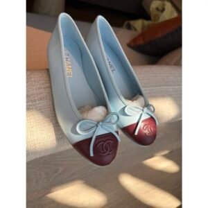 CHANEL 26S MATTHIEU BLAZY'S BALLET FLATS BURGUNDY BLUE LAMBSKIN SIZE 40.5 - Image 3