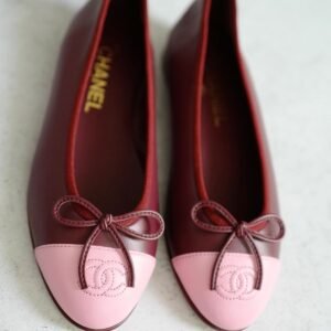 CHANEL 26S MATTHIEU BLAZY'S BALLET FLATS BURGUNDY PINK LAMBSKIN SIZE 39 - Image 4