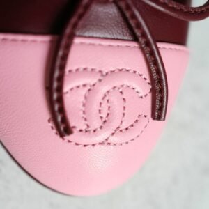 CHANEL 26S MATTHIEU BLAZY'S BALLET FLATS BURGUNDY PINK LAMBSKIN SIZE 39 - Image 3