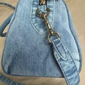 Coach CDY74 Loved Denim Rowan Crossbody Medium Satchel with yellow hangtag charm - Image 9