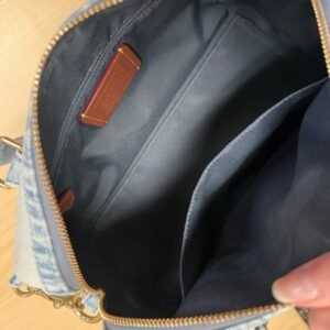 Coach CDY74 Loved Denim Rowan Crossbody Medium Satchel with yellow hangtag charm - Image 6