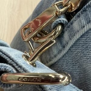 Coach CDY74 Loved Denim Rowan Crossbody Medium Satchel with yellow hangtag charm - Image 3