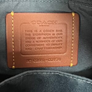 Coach CDY74 Loved Denim Rowan Crossbody Medium Satchel with yellow hangtag charm - Image 8