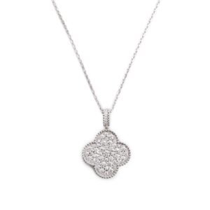 18k White Gold Diamond Magic Alhambra Long Necklace, 1 Motif - Image 6