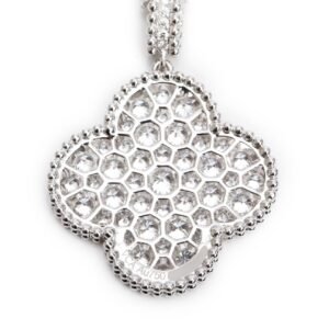 18k White Gold Diamond Magic Alhambra Long Necklace, 1 Motif - Image 4