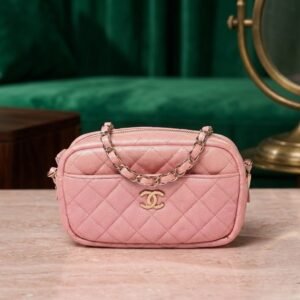 Chanel Iridescent Caviar Quilted Small Timeless Camera Case Pink