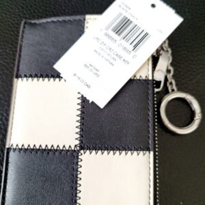 COACH Zip Card Case With Key Ring In Upcrafted Leather Black/Chalk CCM26❤️NEW🎀 - Image 3
