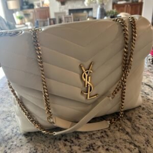 Saint Laurent YSL Loulou Medium Cream Leather Gold Chain Shoulder Bag Authentic